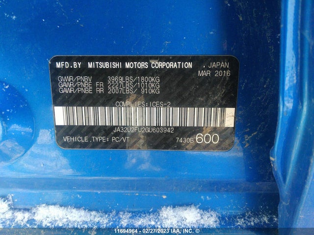 JA32U2FU2GU603942 Mitsubishi LANCER ES