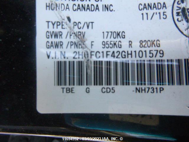 Honda Civic 2016 2HGFC1F42GH101579 Image 8