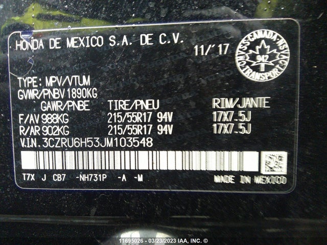 Honda HR-V EX 2018 3CZRU6H53JM103548 Image 8