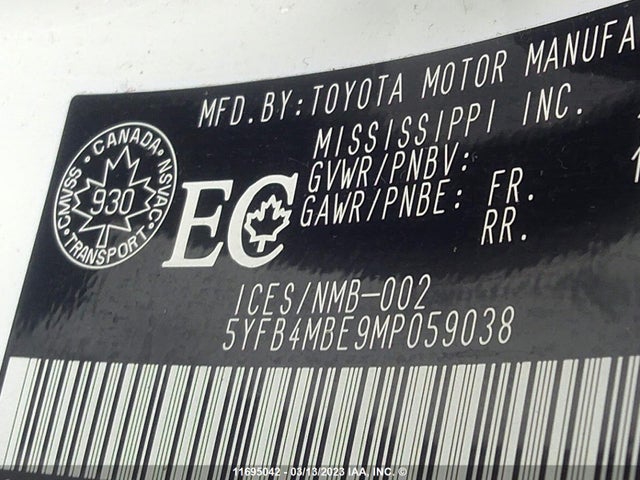 Toyota COROLLA SE 2021 5YFB4MBE9MP059038 Image 9