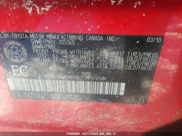 Toyota RAV4 2010 2T3BF4DV3AW046116 Image 10