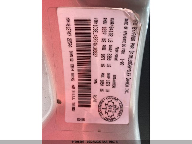 1C3EL46R74N103827 Chrysler SEBRING LX
