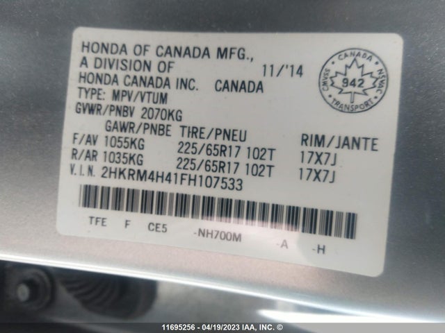 Honda CR-V SE 2015 2HKRM4H41FH107533 Image 11