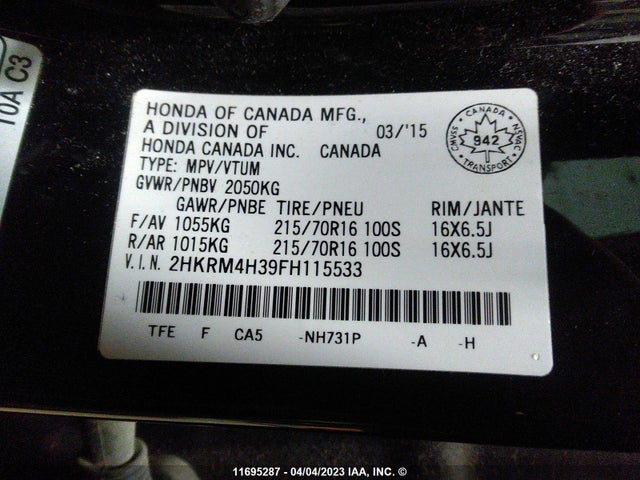 Honda CR-V LX 2015 2HKRM4H39FH115533 Image 9