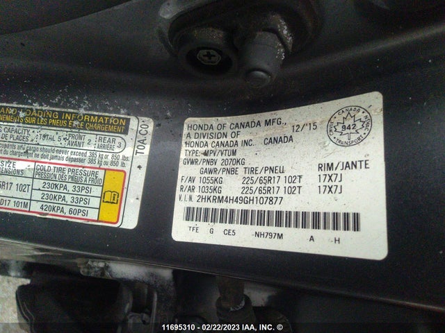 Honda CR-V 2016 2HKRM4H49GH107877 Image 9