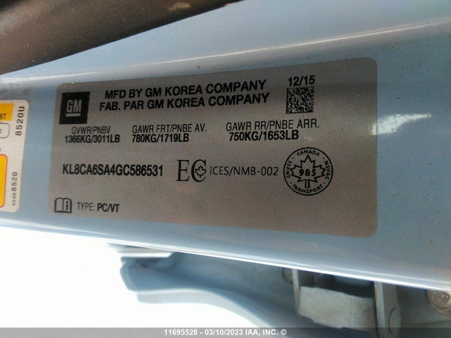Chevrolet Spark 2016 KL8CA6SA4GC586531 Image 9