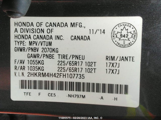 Honda CR-V SE 2015 2HKRM4H42FH107735 Image 10