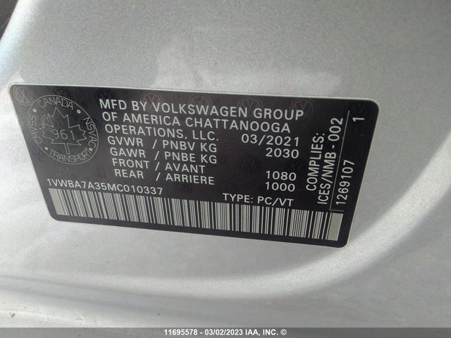 1VWBA7A35MC010337 Volkswagen Passat Highline