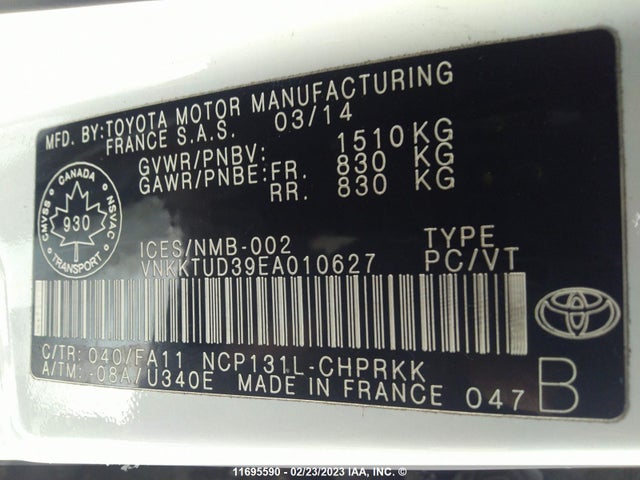 Toyota Yaris 2014 VNKKTUD39EA010627 Image 10