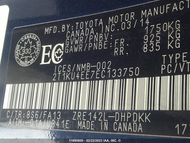 Toyota Matrix Wagon 2014 2T1KU4EE7EC133750 Image 11