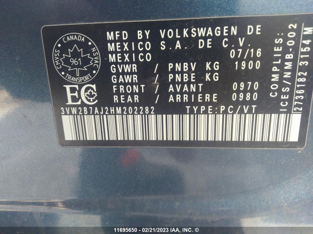 Volkswagen JETTA S 2017 3VW2B7AJ2HM202282 Image 10