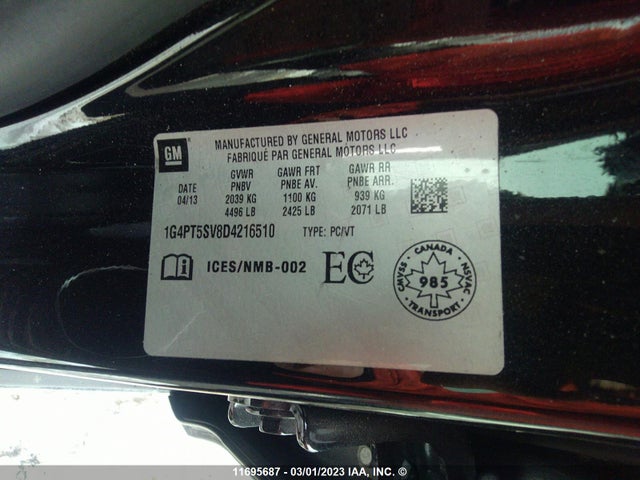 1G4PT5SV8D4216510 Buick Verano