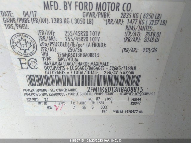 Ford Flex Limited 2017 2FMHK6DT3HBA08815 Image 10