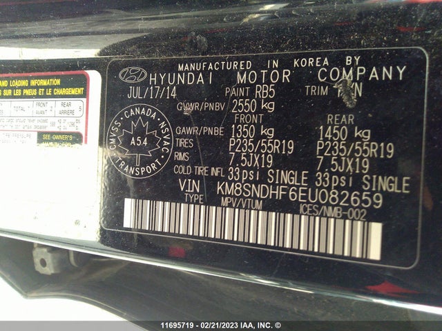 Hyundai Santa Fe Gls 2014 KM8SNDHF6EU082659 Image 10