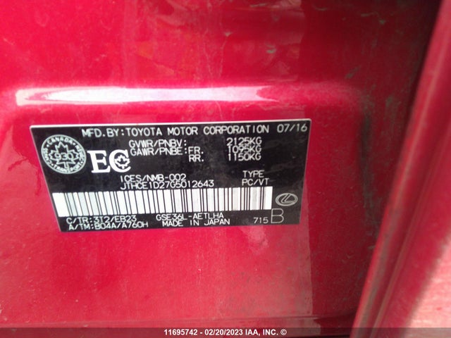 JTHCE1D27G5012643 Lexus IS 350