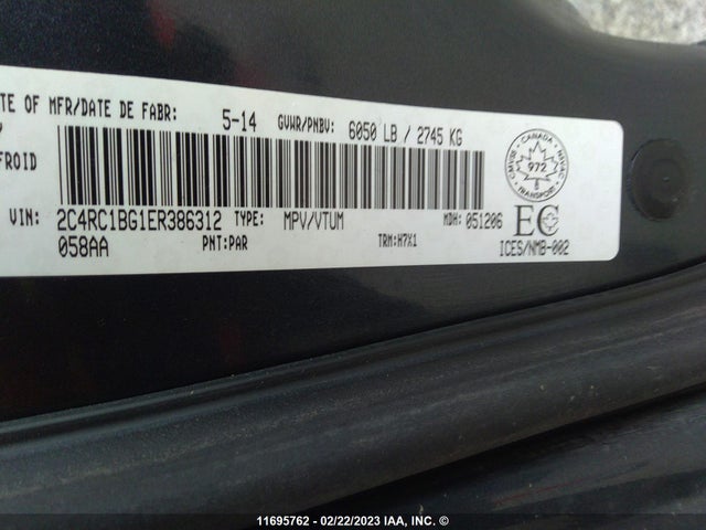 2C4RC1BG1ER386312 Chrysler Town & Country Touring