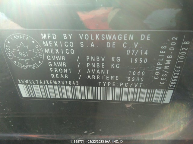 3VWLL7AJXEM331643 Volkswagen JETTA TDI
