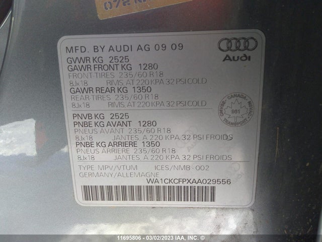 WA1CKCFPXAA029556 Audi Q5 PREMIUM