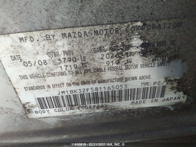 Mazda 3 I 2008 JM1BK32F581165053 Image 10