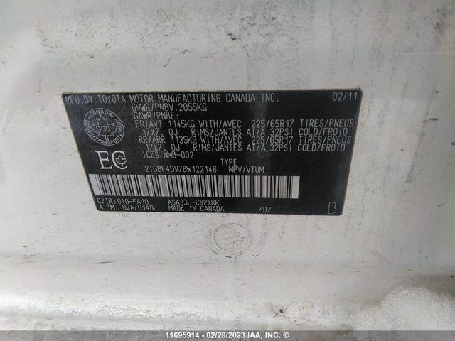 Toyota RAV4 2011 2T3BF4DV7BW122146 Image 10