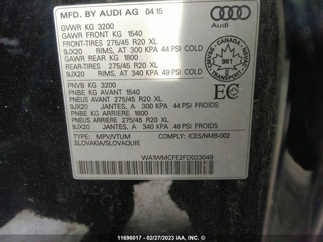 WA1WMCFE2FD023049 Audi Q7 Tdi/prestige