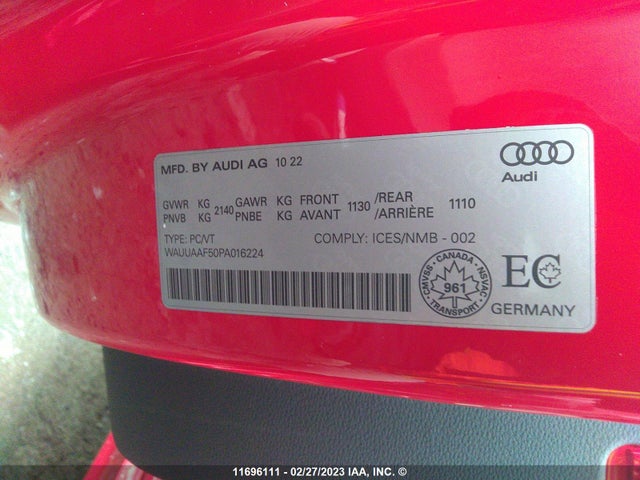 WAUUAAF50PA016224 Audi A5 Prestige 45
