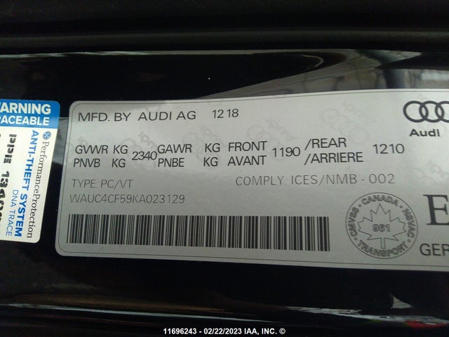 WAUC4CF59KA023129 Audi S5 Prestige