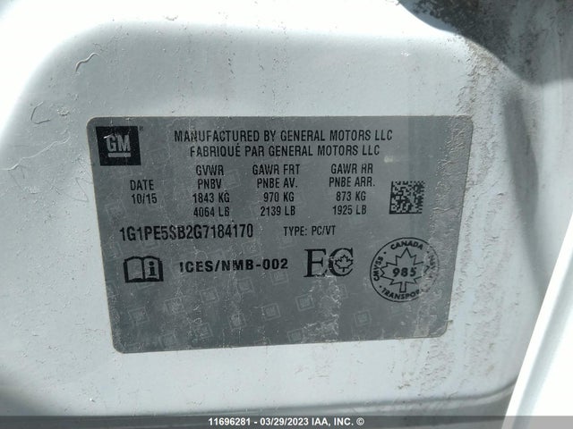 Chevrolet Cruze 2016 1G1PE5SB2G7184170 Image 11
