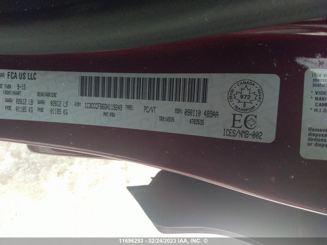 1C3CCCFB6GN119249 Chrysler 200 LX