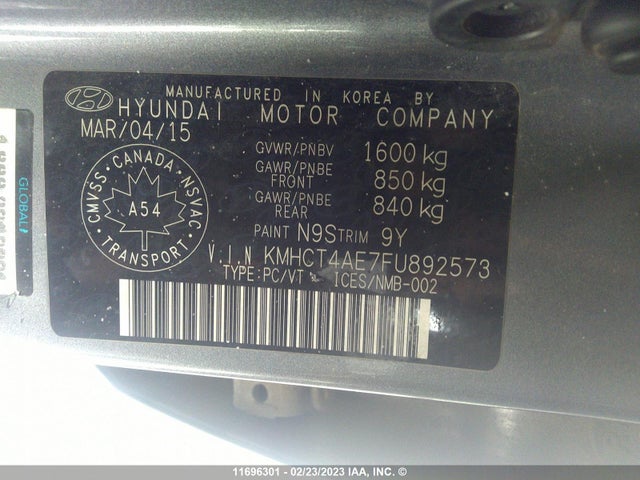 Hyundai ACCENT GLS 2015 KMHCT4AE7FU892573 Image 10