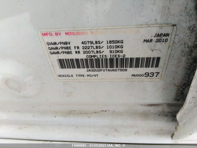 JA32U2FU7AU607508 Mitsubishi Lancer Es/es Sport