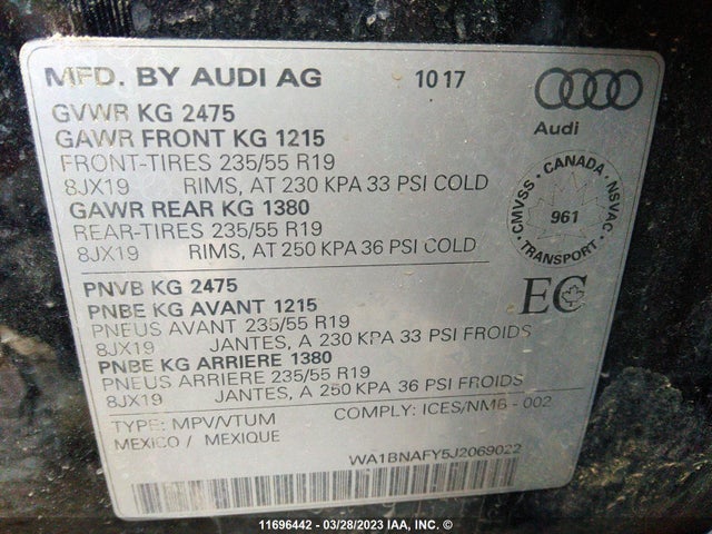 WA1BNAFY5J2069022 Audi Q5 Premium Plus