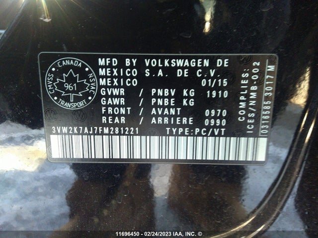 Volkswagen JETTA S 2015 3VW2K7AJ7FM281221 Image 9