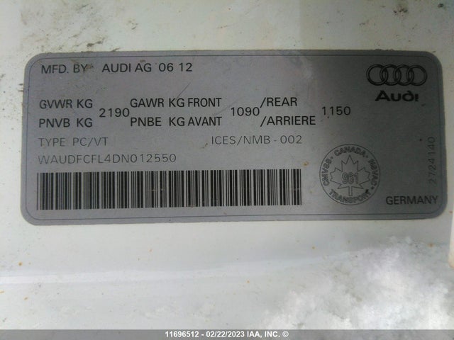 WAUDFCFL4DN012550 Audi A4 PREMIUM