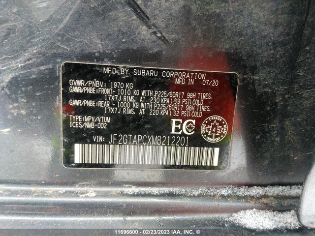 JF2GTAPCXM8212201 Subaru Crosstrek Premium