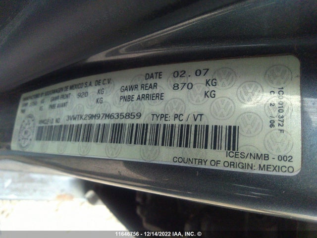 Volkswagen City Jetta 2007 3VWTK29M97M635859 Image 10