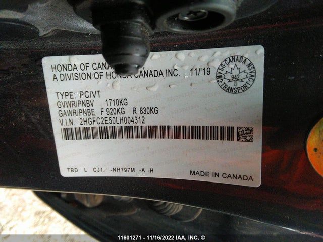 Honda Civic Lx 2020 2HGFC2E50LH004312 Image 9