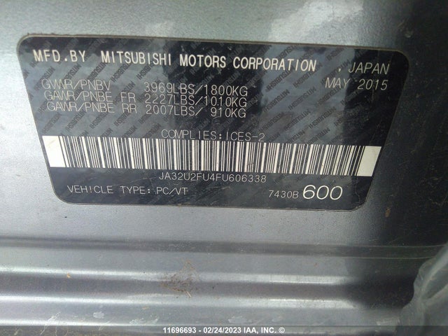 JA32U2FU4FU606338 Mitsubishi LANCER ES