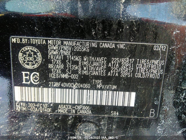 Toyota RAV4 2012 2T3BF4DV0CW204060 Image 9