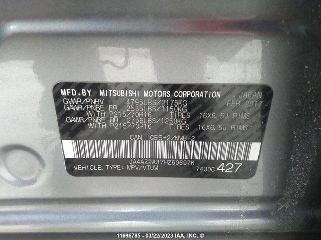 JA4AZ2A37HZ606976 Mitsubishi Outlander Es