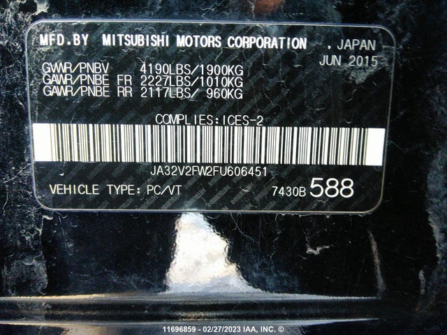 JA32V2FW2FU606451 Mitsubishi Lancer Se