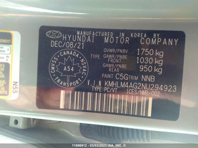 Hyundai ELANTRA SEL 2022 KMHLM4AG2NU294923 Image 10