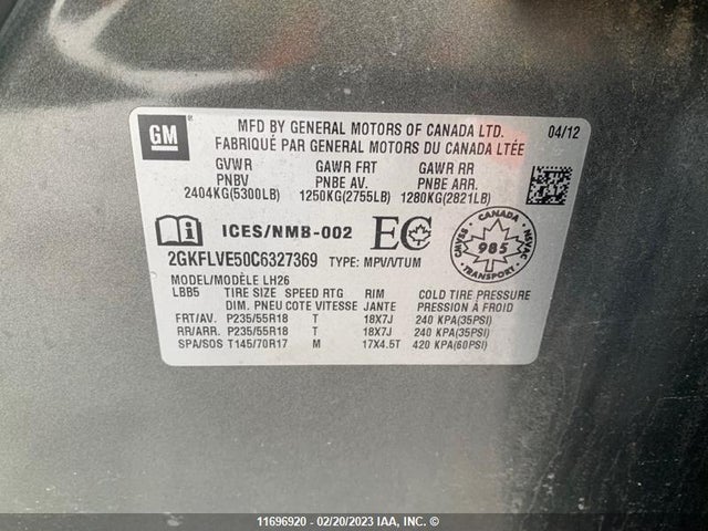 GMC Terrain Slt 2012 2GKFLVE50C6327369 Image 9