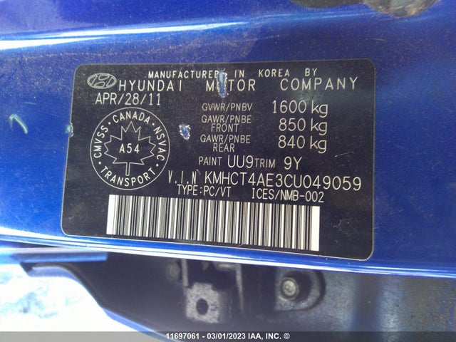 Hyundai Accent Gls/gs 2012 KMHCT4AE3CU049059 Image 11