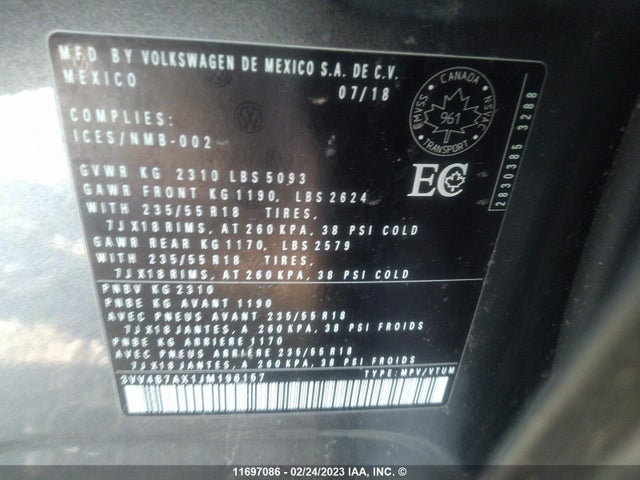 3VV4B7AX1JM196157 Volkswagen Tiguan Sel Premium