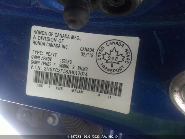 Honda Civic 2018 2HGFC2F58JH017014 Image 9
