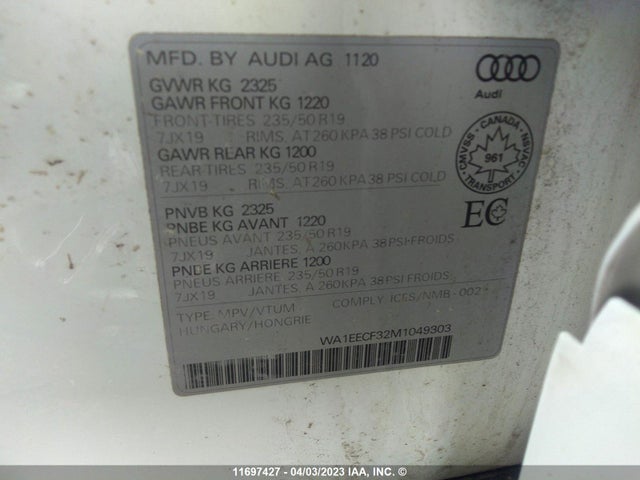 WA1EECF32M1049303 Audi Q3 Premium Plus S Line 45