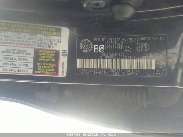 Toyota COROLLA 2018 2T1BURHE6JC001954 Image 9