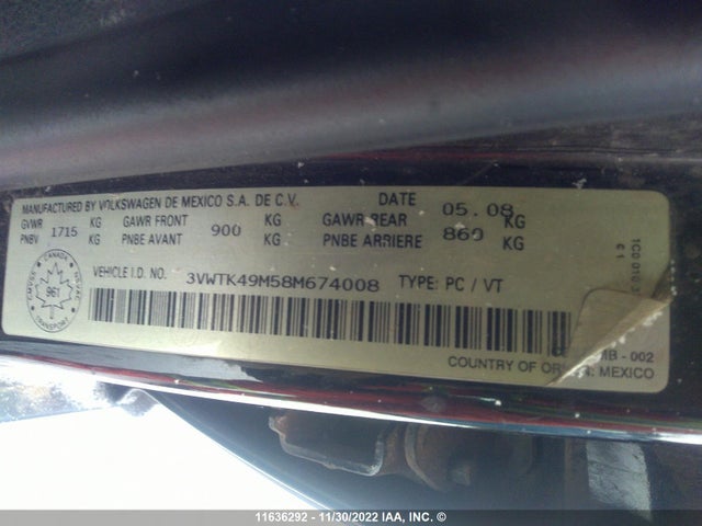 Volkswagen City Jetta 2008 3VWTK49M58M674008 Image 10