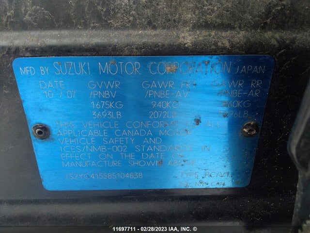 JS2YC415585104838 Suzuki Sx4 Convenience/tour